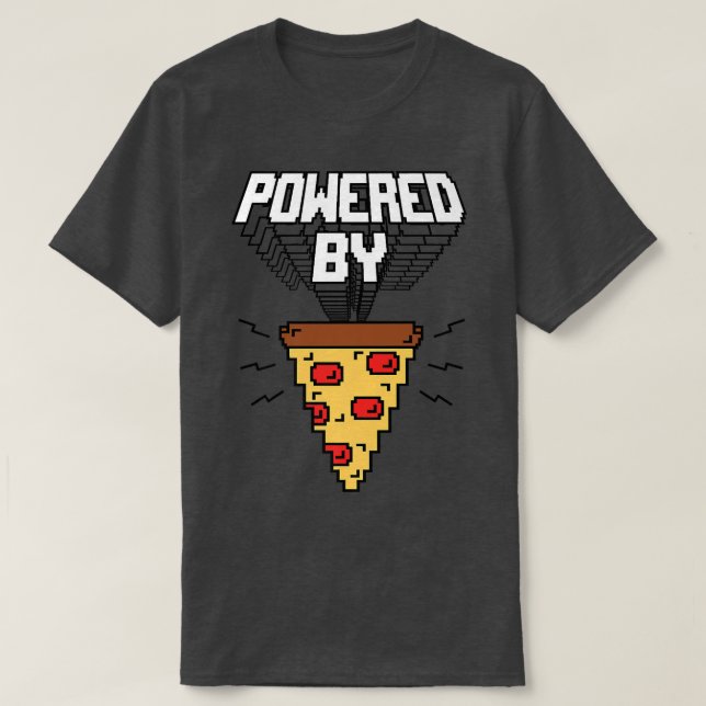 Trendy Powered By Pizza Piel Food Humor 33535684 T-Shirt (Design Front)