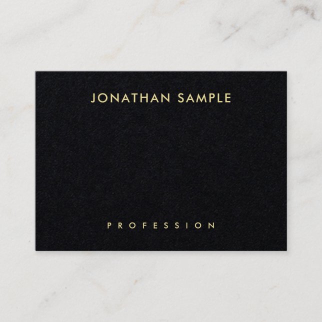 Trendy Premium Black Gold Look Text Modern Elegant Business Card (Front)
