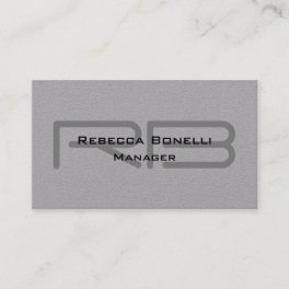 Trendy Premium Grey Monogram Minimalist Plain Business Card