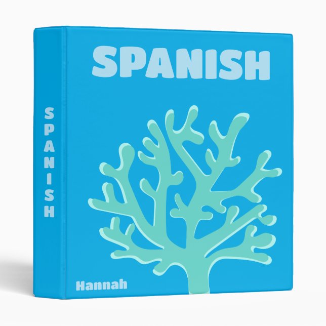 Trendy Preppy Blue Beach  3 Ring Binder (Front/Spine)