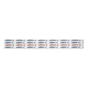 Trendy Preppy Mediterranean Sardine Fish Satin Ribbon