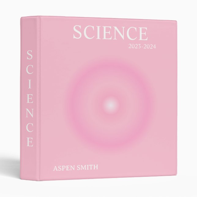Trendy Preppy Pink Aura Aesthetic 3 Ring Binder (Front/Spine)