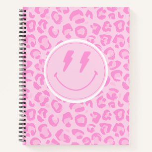 Trendy Preppy Pink Leopard Print Notebook