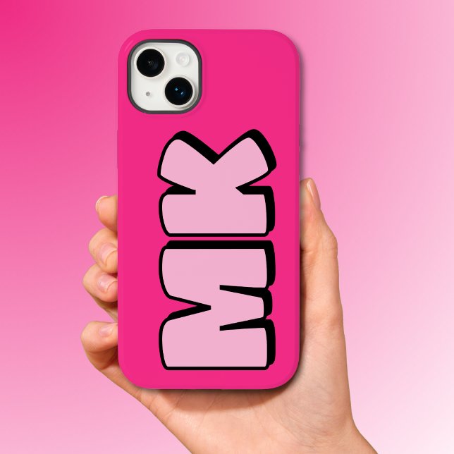 Trendy Preppy Pink Retro Monogram Case-Mate iPhone Case (Creator Uploaded)
