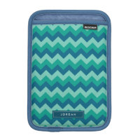 Trendy Preppy Teal Blue Chevron Monogram Sleeve For iPad Mini