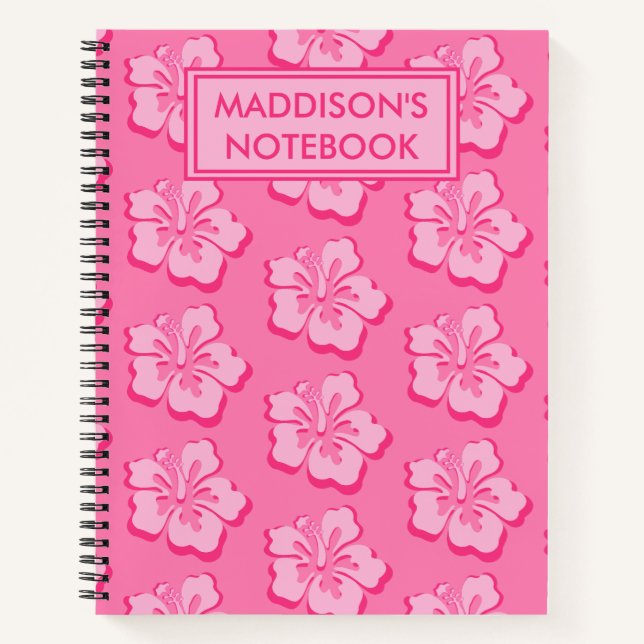 Trendy Preppy Tropical Floral School Subject  Notebook (Front)