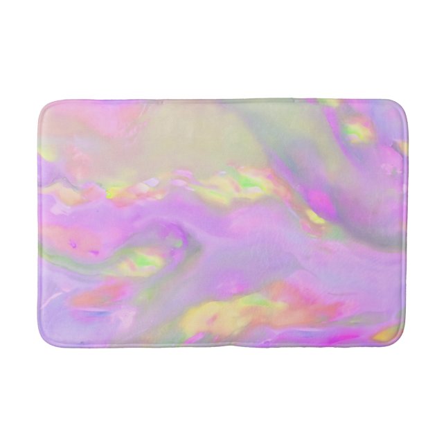 Trendy pretty colorful abstract waves bath mat (Front)