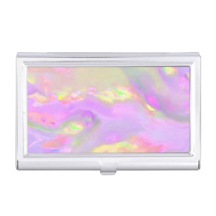 Trendy pretty colorful abstract waves business card case