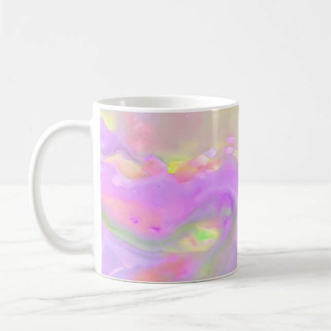 Trendy pretty colorful abstract waves coffee mug (Left)