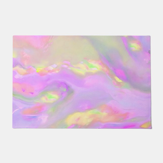 Trendy pretty colorful abstract waves doormat (Front)