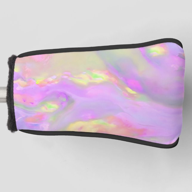Trendy pretty colorful abstract waves golf head cover (Front)