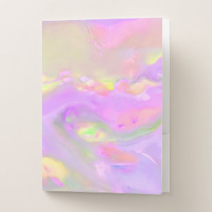Trendy pretty colorful abstract waves pocket folder