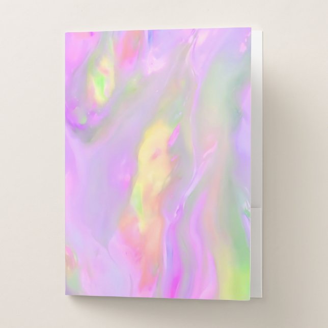 Trendy pretty colorful abstract waves pocket folder (Front)