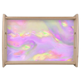 Trendy pretty colorful abstract waves serving tray