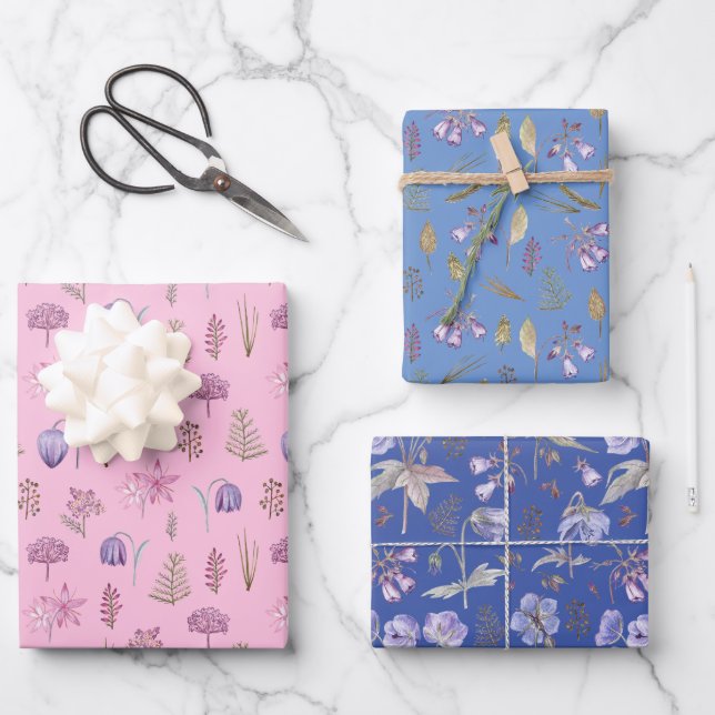 Trendy Pretty Flowers Garden First Second Birthday Wrapping Paper Sheets (Front)