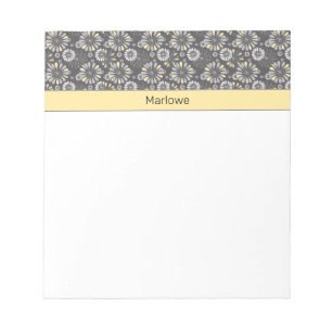 Trendy Pretty Gray and Yellow Floral  Notepad