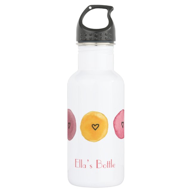 Trendy Pretty Hearts Water Bottle Customizable (Front)