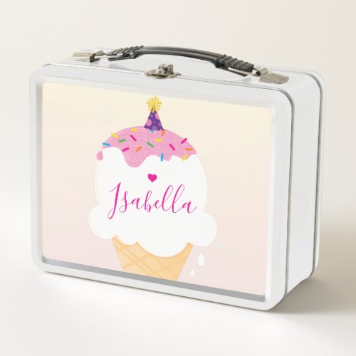 TRENDY pretty sorbet ice cream cone sprinkles Metal Lunch Box