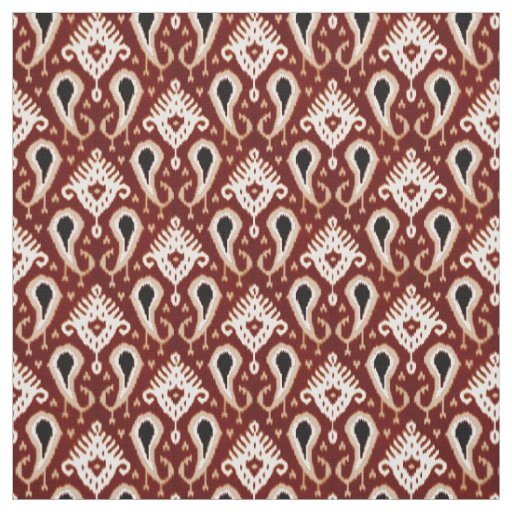 Trendy Pretty Taupe Red Brown Ikat Tribal Pattern Fabric