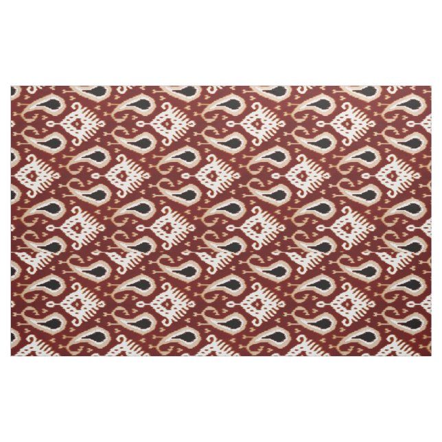 Trendy Pretty Taupe Red Brown Ikat Tribal Pattern Fabric (Fat Quarter)