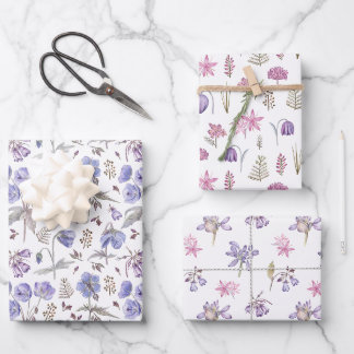 Trendy Pretty Wildflowers Floral Garden Pattern Wrapping Paper Sheets