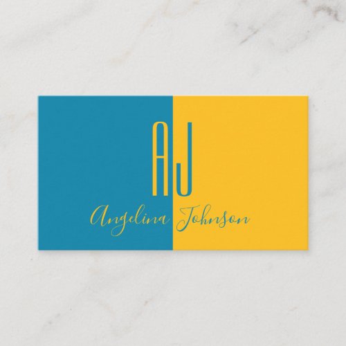 Trendy Primary Blue and Aspen Gold Professional Business Card