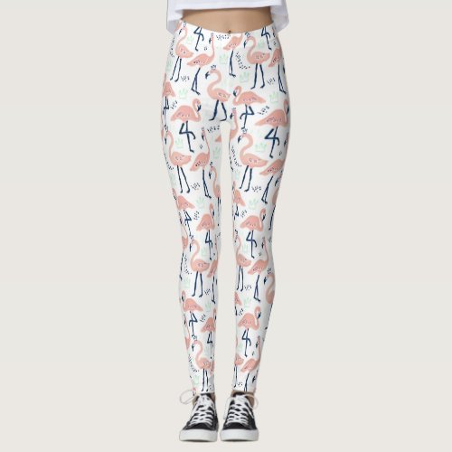 Trendy Princess Flamingo Pattern Leggings