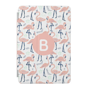 Trendy Princess Flamingo Pattern Monogram iPad Mini Cover