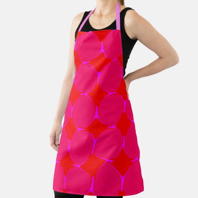 Trendy Print With Red Pink Mauve Effect Apron (Insitu)