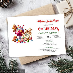 Trendy printable Christmas cocktails party invites