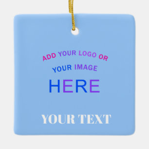 Trendy Professional Branding Customizable Blue Ceramic Ornament