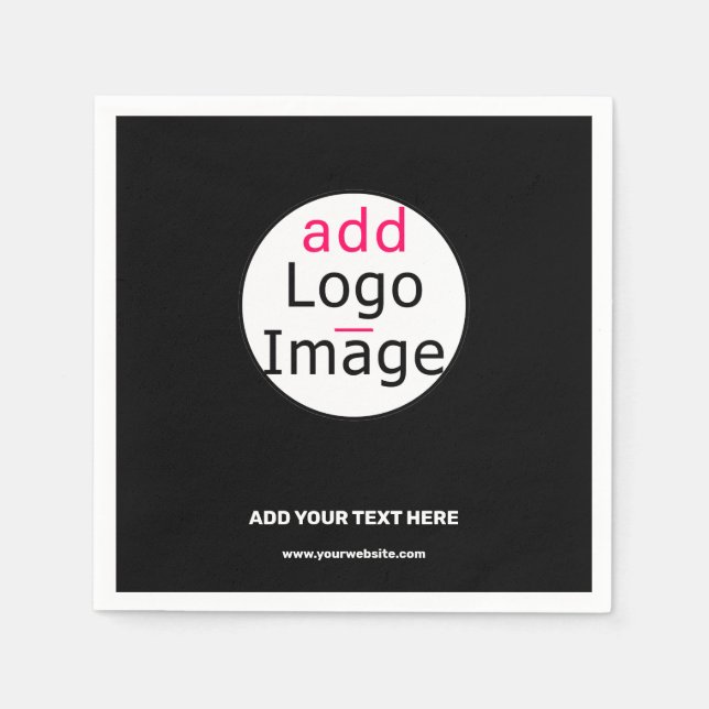 Trendy Professional Business Custom Logo Black  Napkins (Front)