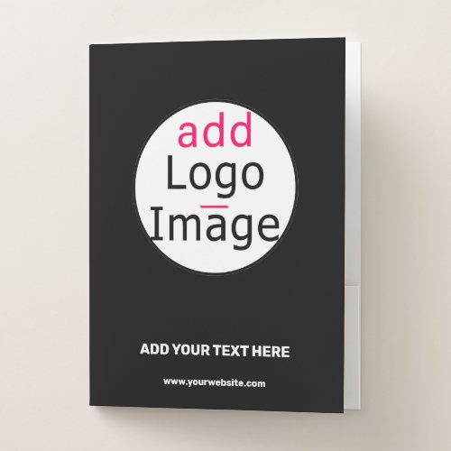 Trendy Professional Business Custom Logo Black Pocket Folder