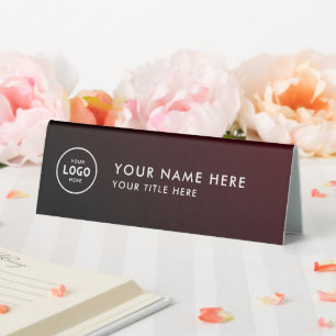 Trendy Professional business logo Desk Nameplate Table Tent