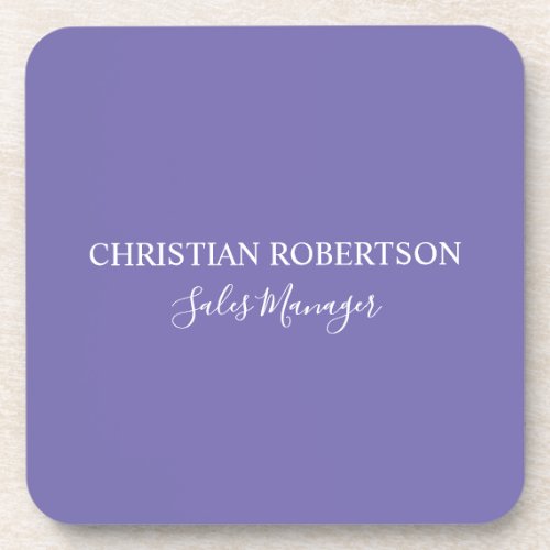 Trendy Professional Chic Periwinkle Color Modern Beverage Coaster
