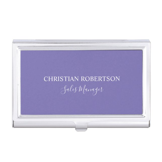 Trendy Professional Chic Periwinkle Color Modern Business Card Case (Front)