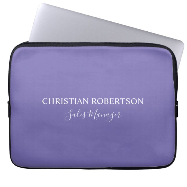 Trendy Professional Chic Periwinkle Color Modern Laptop Sleeve (Front)