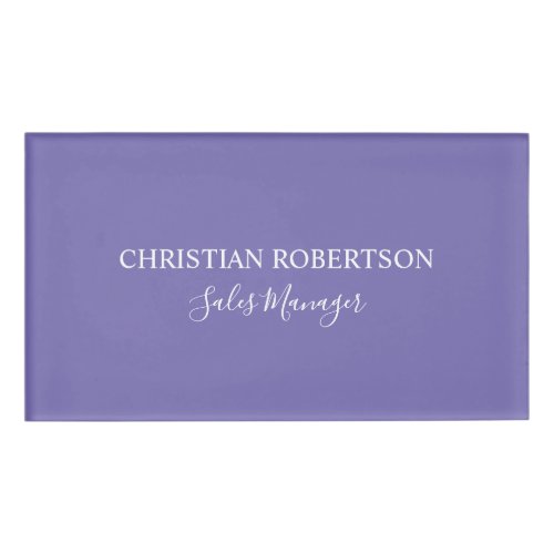 Trendy Professional Chic Periwinkle Color Modern Name Tag
