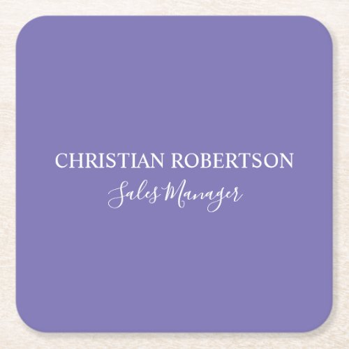 Trendy Professional Chic Periwinkle Color Modern Square Paper Coaster