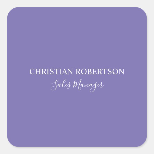 Trendy Professional Chic Periwinkle Color Modern Square Sticker (Front)