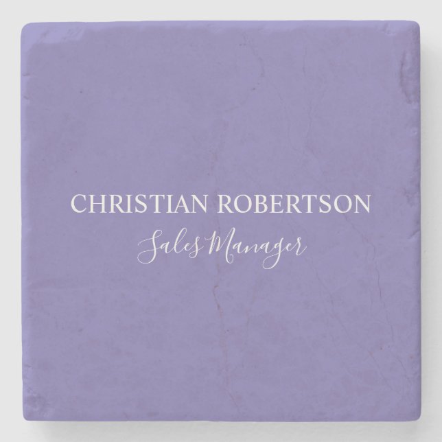 Trendy Professional Chic Periwinkle Color Modern Stone Coaster (Front)