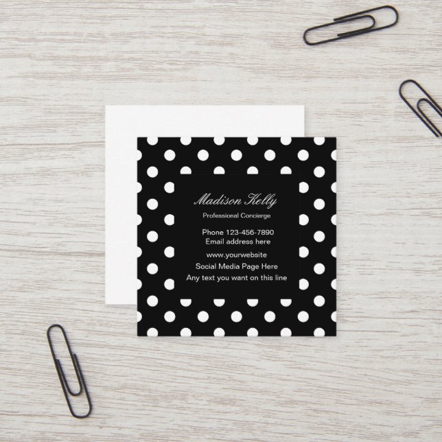 Trendy Professional Concierge Square Business Card (Front/Back In Situ)