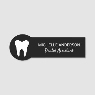 Trendy Professional Dental Assistant Black white Name Tag