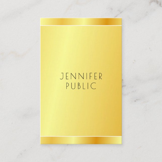 Trendy Professional Elegant Faux Gold Modern Business Card (Front)