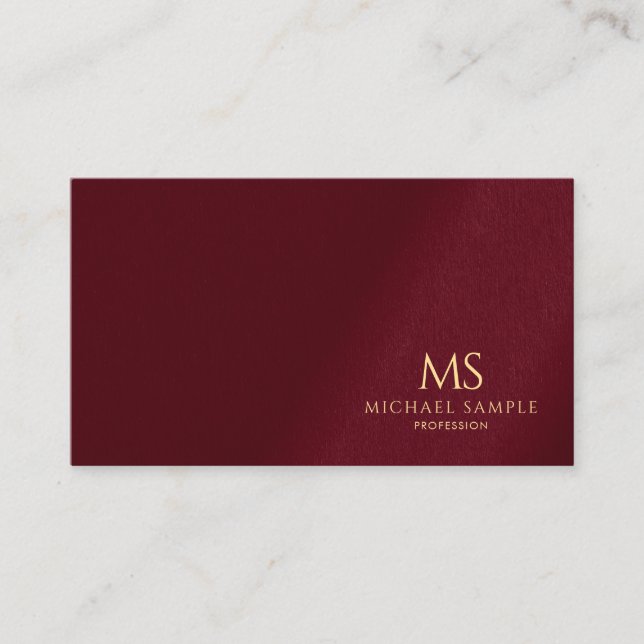 Trendy Professional Elegant Gold Text Monogram Business Card (Front)