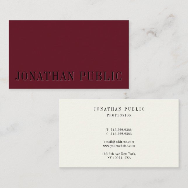 Trendy Professional Elegant Modern Simple Template Business Card (Front/Back)