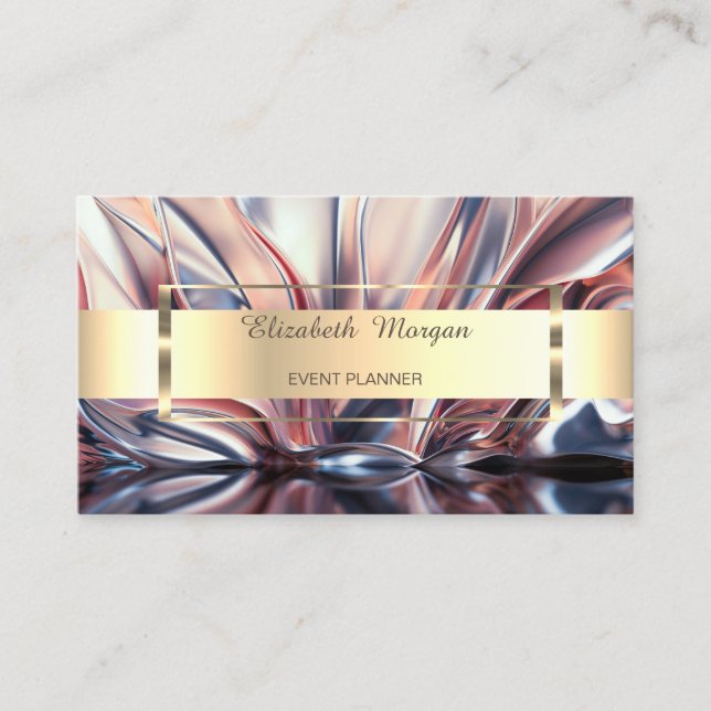 Trendy Professional Gold Stripe Abstract Business Card (Front)