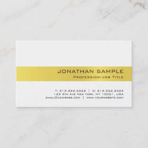 Trendy Professional Gold White Luxury Design Business Card