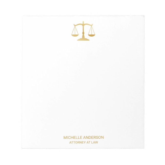 Trendy Professional  Lawyer Attorney Gold Notepad (Front)