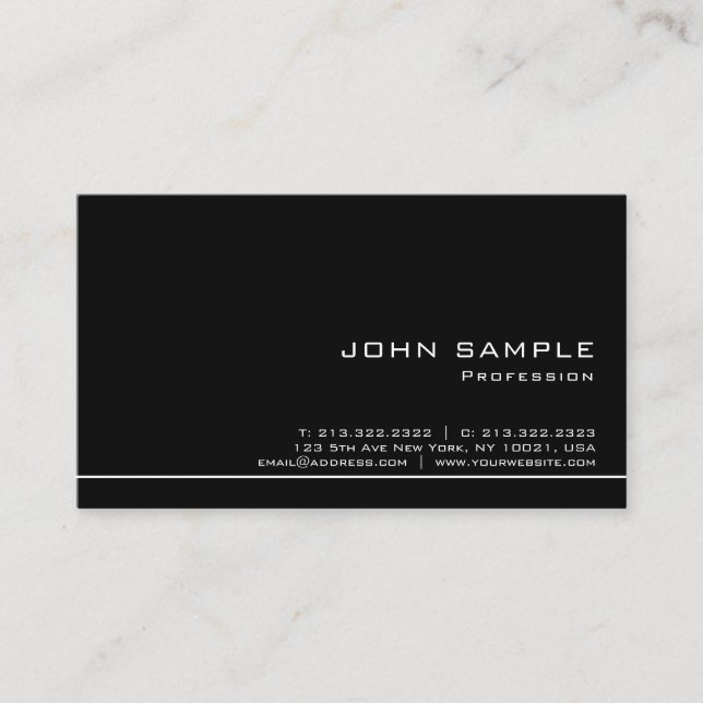 Trendy Professional Modern Black White Semi Gloss Business Card (Front)